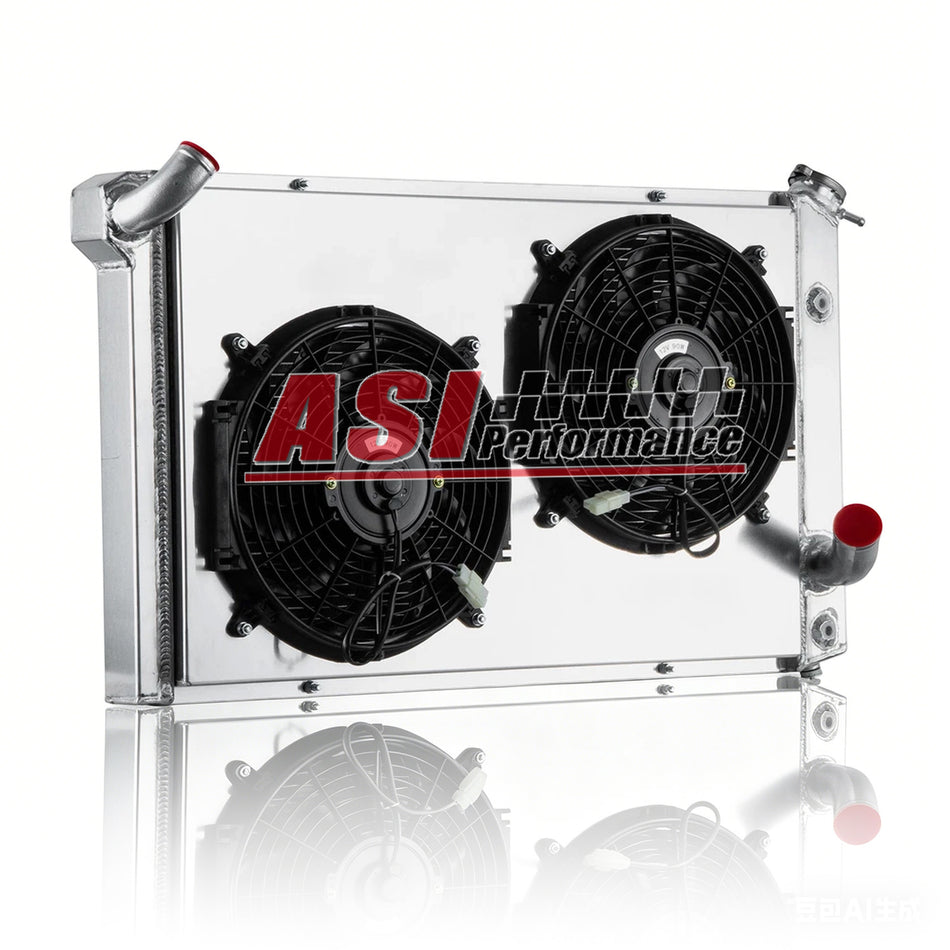 ASI Performance 4 Rows Radiator+Shroud Fan For 1973-1976 Chevy Corvette Base Stingray 5.7L 7.4L