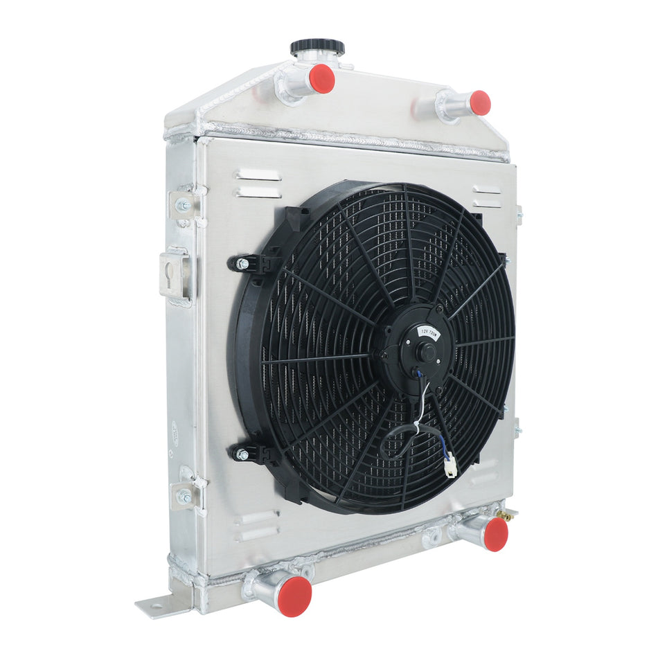 ASI Performance 3 Row Radiator+Shroud Fan Fit 1942-1948 Ford Super Deluxe/Deluxe Flathead Engine