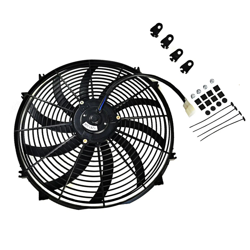 ASI Performance Universal Slim 16"Pull/Push Radiator Engine Bay Cooling Fan+Thermostat Relay Kit