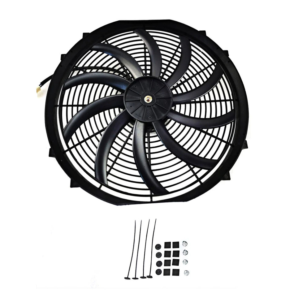 ASI Performance Universal Slim 16"Pull/Push Radiator Engine Bay Cooling Fan+Thermostat Relay Kit