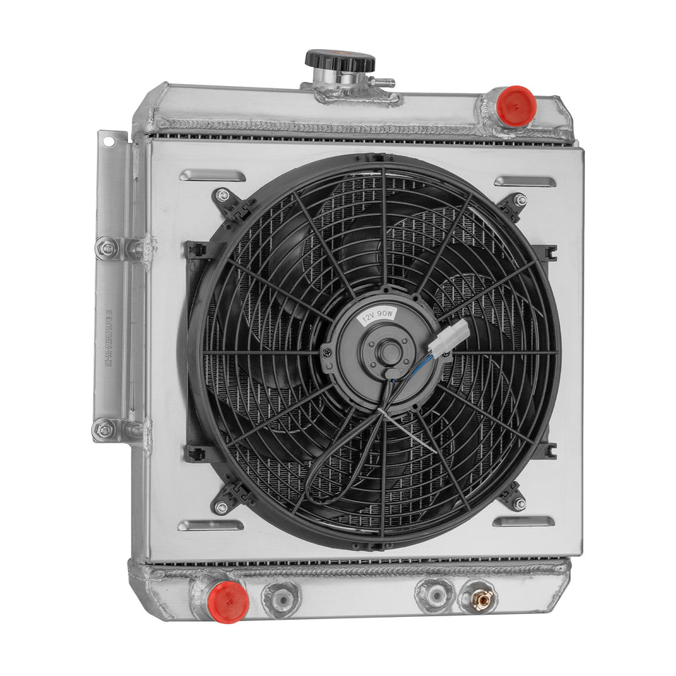 ASI Performance 4-Row Aluminum Radiator Shroud+Fan fit 1966-1973 Jeep DJ5 Cars 2.2L 3.8L L6 4.2L