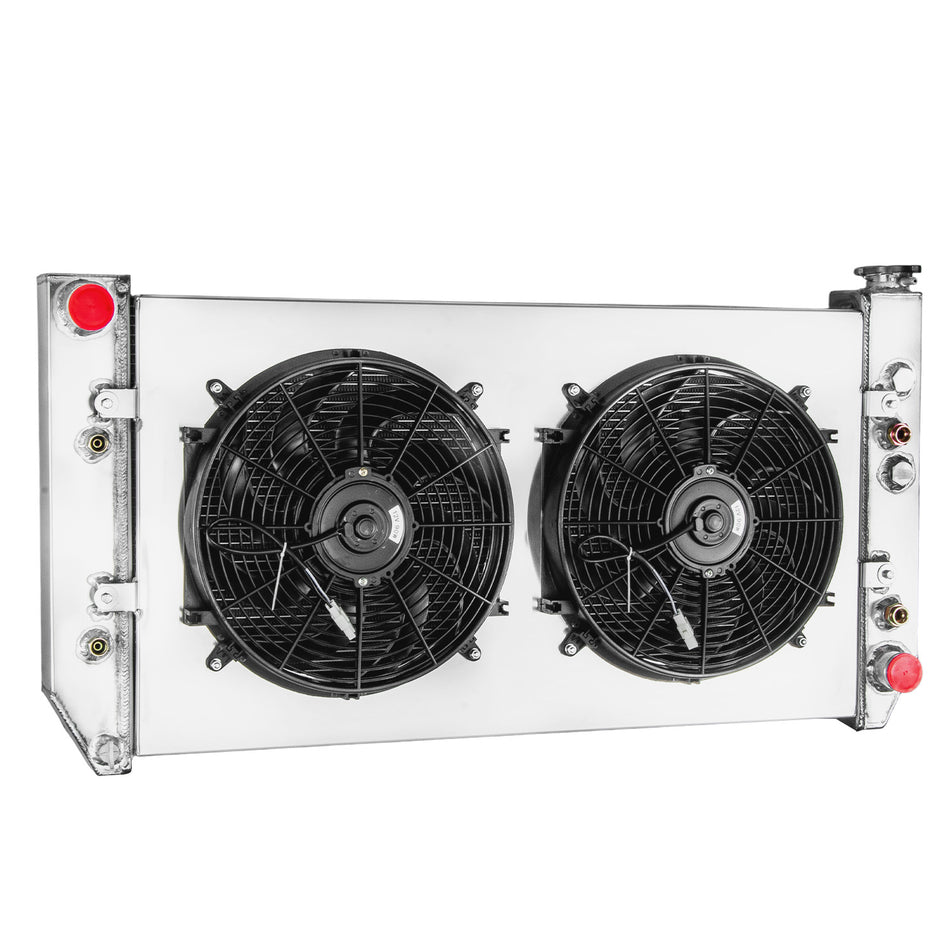 ASI Performance 4 Rows Aluminum Radiator Shroud&Fan For 1982-1991 Chevy GMC C20 G30 C2500 K1500 Suburban