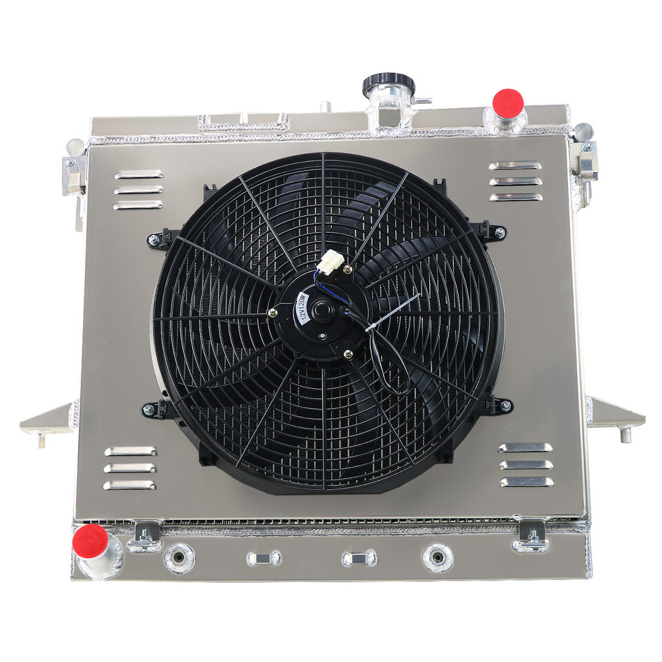 ASI Performance 4 Rows Aluminum Radiator with Shroud Fan for 2006-2012 Chevy Colorado/Hummer H3 H3T GMC Canyon 3.5L 3.7L 5.3L 120W 24 Height X 29.7 Width