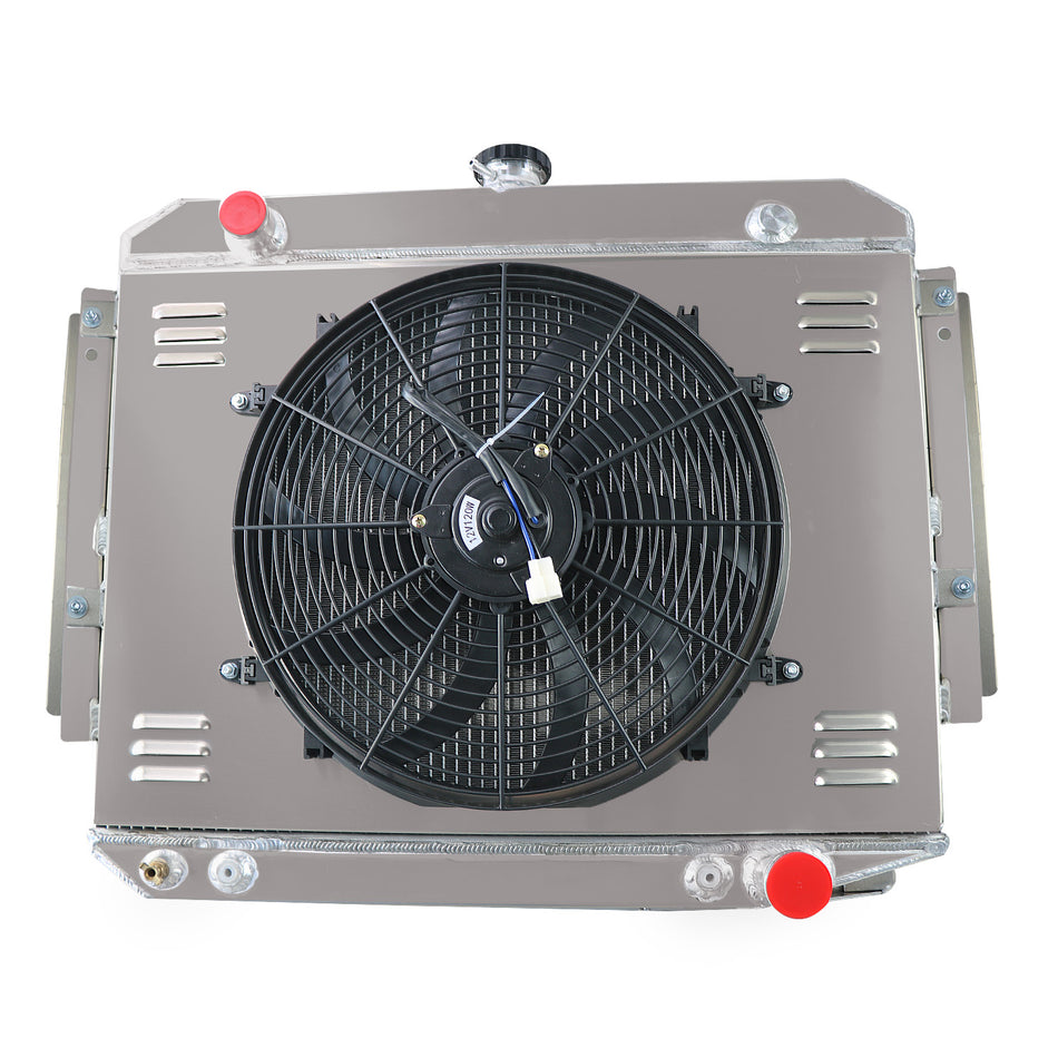 ASI Performance 3 Row Radiator with Shroud Fan For 71-78 Dodge D100 D150 D200 W100 W200 V8 5.2L 5.9L -120W 24 H x 30 W