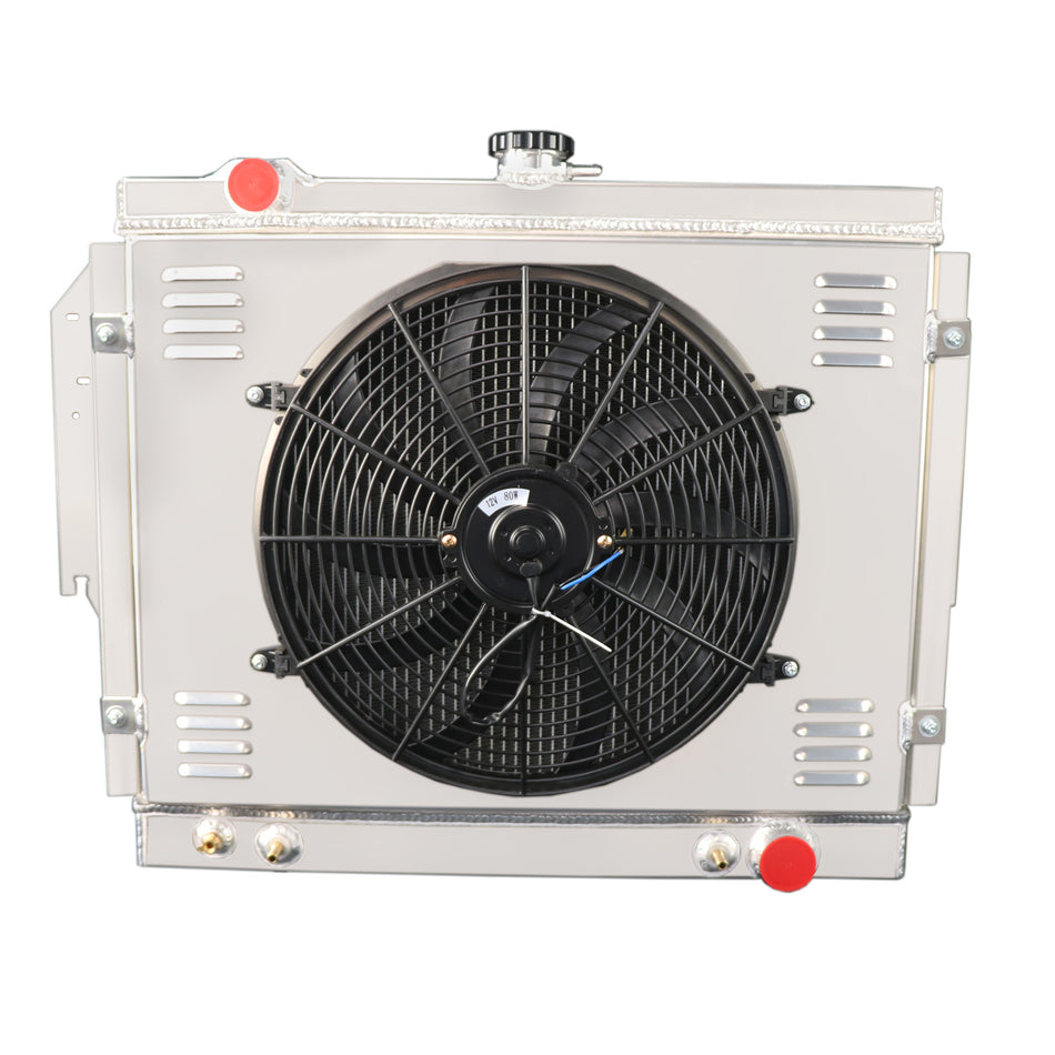 ASI Performance 4 Row Aluminum Radiator with Shroud Fans For 1979-1993 Dodge Ram Charger D/W 100 200 150 300 350 GAS