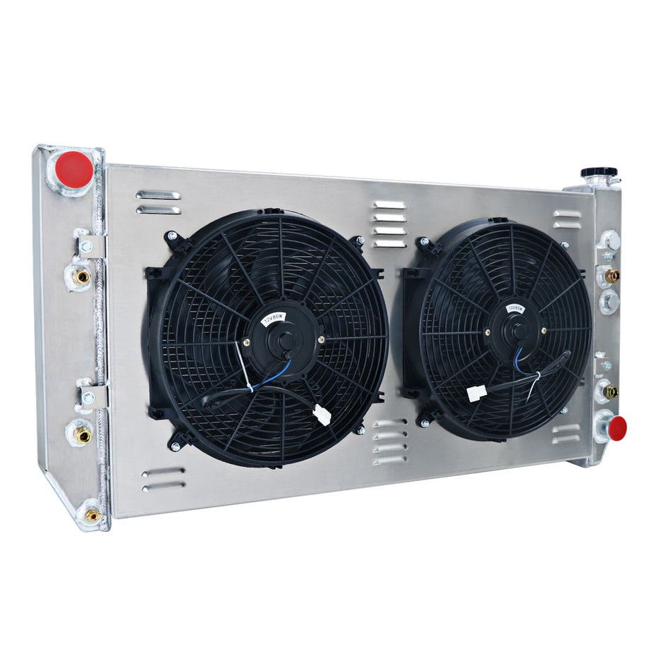 ASI Performance 4 Rows Radiator with Shroud Fan For 1982-93 Chevy C/K C10 C20 C30 2500 Truck Suburban 21-2/5 H x 40-1/2 W