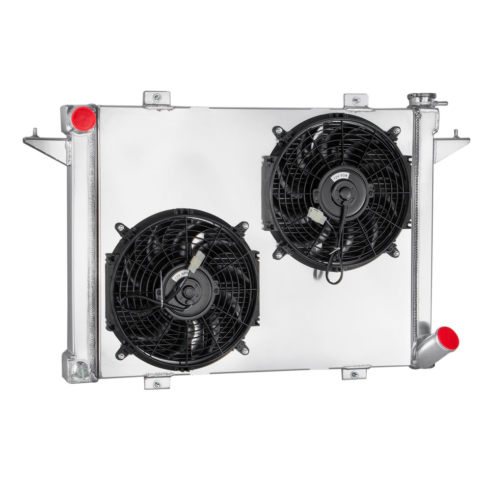 ASI Performance 3 Row Aluminum Radiator with Shroud Fan Fit Dodge 90-93 D250 D350 W250 5.9L Diesel Ramcharger 5.2L 36.5'' W x 23.3'' H