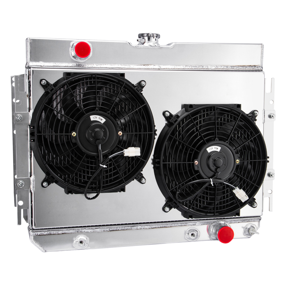 ASI Performance Aluminum 3 Row Radiator with Fan Shroud For 63-68 Chevy Impala Bel Air Biscayne l6 V8 22-1/4'' H x 27-3/4'' W