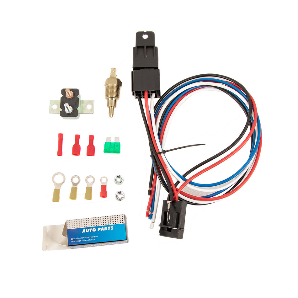 ASI Performance Universal Cooling Engine Thermostat Wiring Sets Fan Temperature Switch Relay Kit