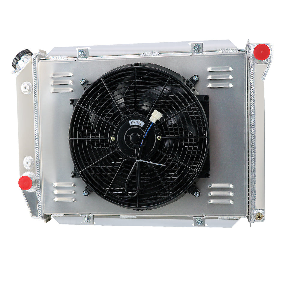 ASI Performance 4 Rows Radiator with Shroud Fan Relay For Ford 1967-1968 Thunderbird Country Sedan LTD/Galaxie 500/Mercury Marquis V8