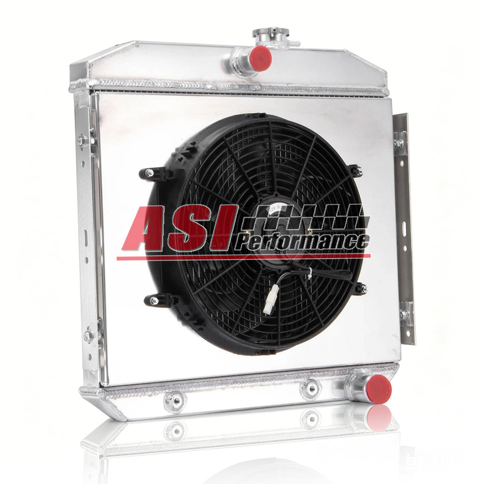 ASI Performance 4Row Aluminum Radiator Shroud Fan Fit 55-1957 Chevy Bel Air Nomad L6