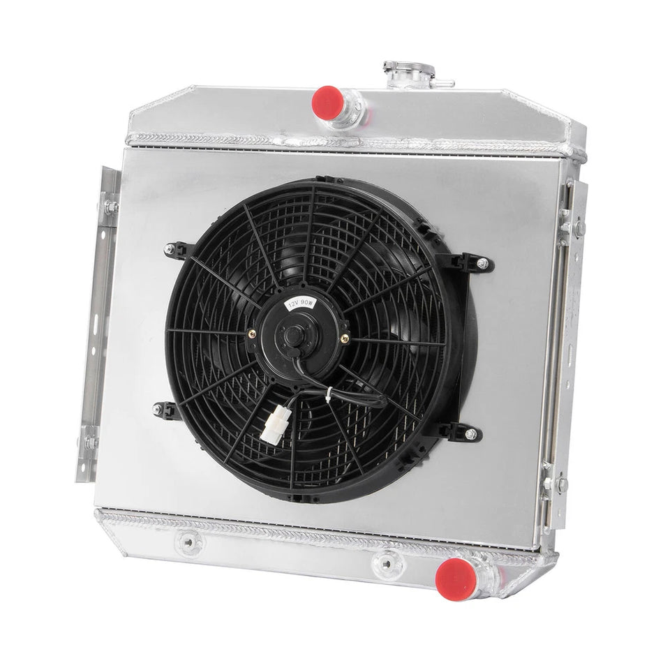 ASI Performance 4Row Aluminum Radiator Shroud Fan Fit 55-1957 Chevy Bel Air Nomad L6