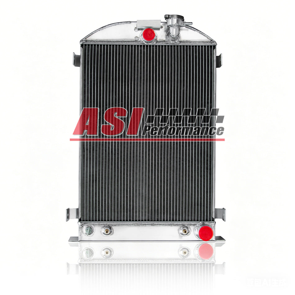 ASI Performance 4-Row Aluminum Radiator For Ford Model A Hot Rod Chevy V8 Engine Swap 28''H