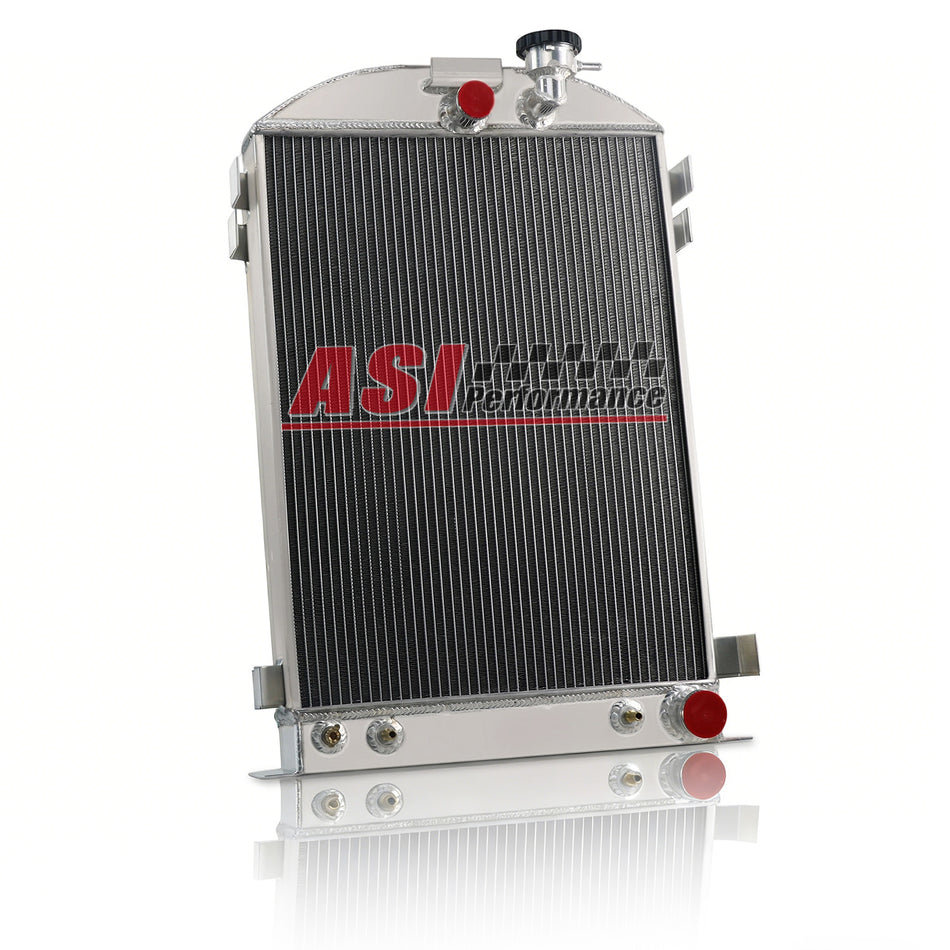 ASI Performance 4 Row Aluminum Radiator For 1933-1935 Ford MODEL Hot Rod Chevy V8 Engine 28''H