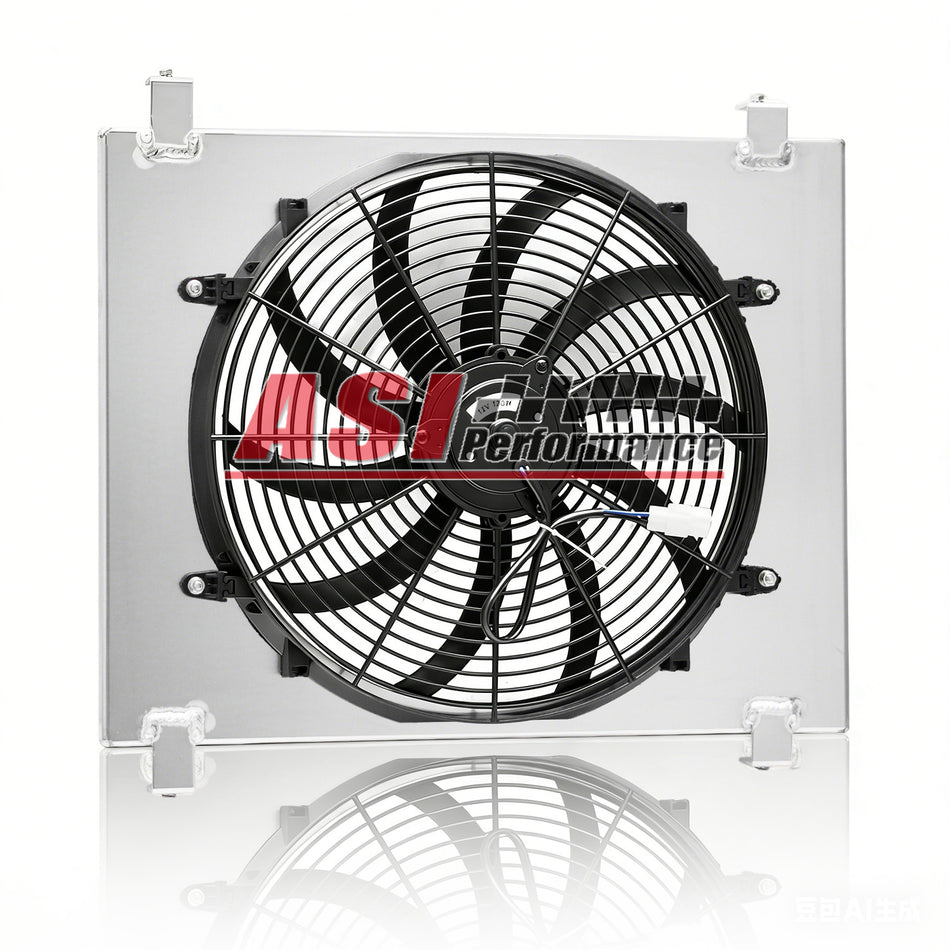 ASI Performance Aluminum Radiator Shroud+Fan For 1932 Ford Hi Boy Grill Shell Chevy Motor