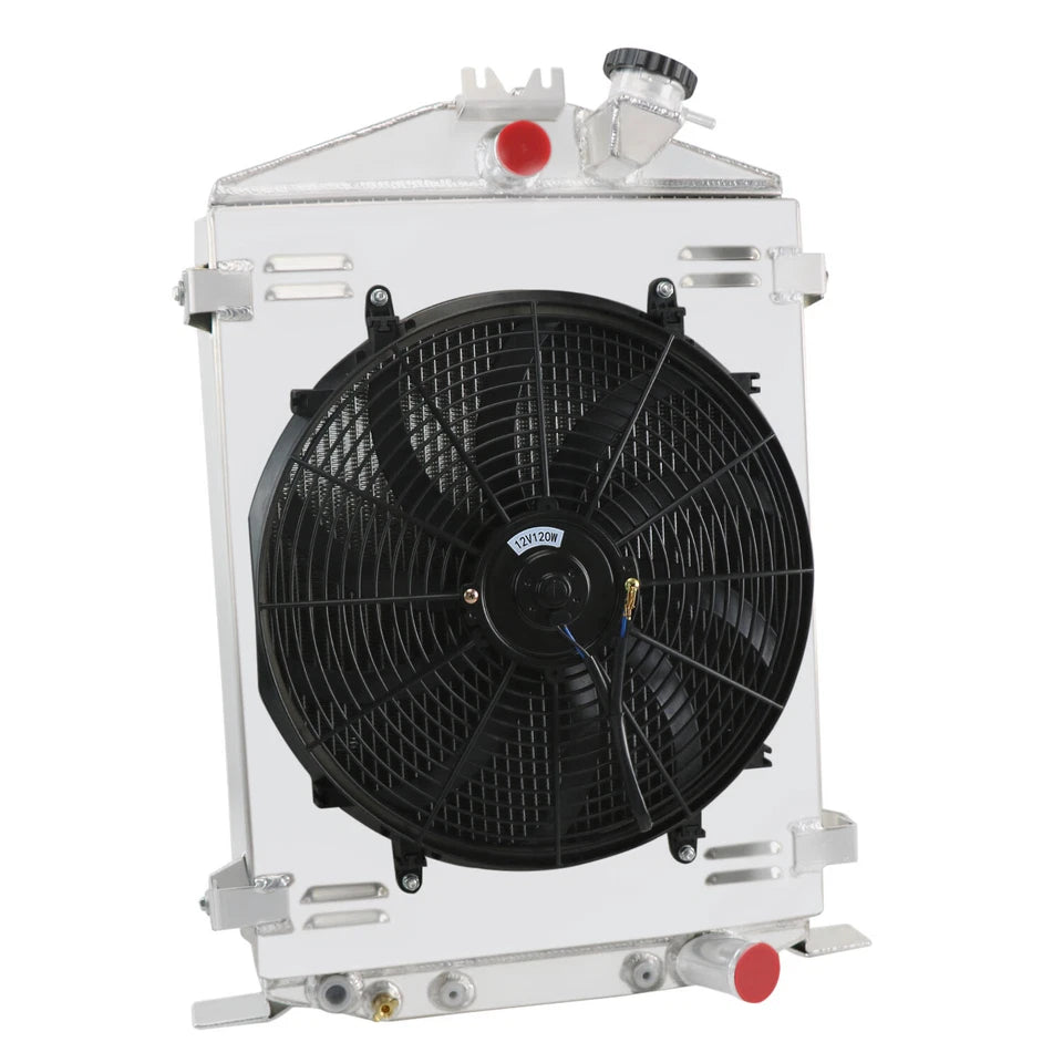 Rat Rod Radiator Overflow Tank ASI Performance 4 Row Radiator Shroud 16Fan For 1932 Ford Hi Boy Rat ...