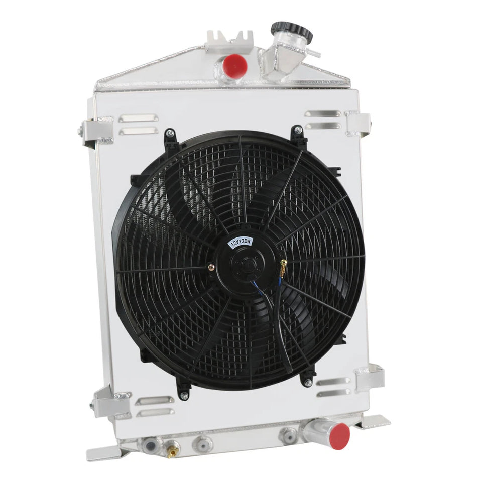 ASI Performance 4 Row Radiator Shroud 16Fan For 1932 Ford Hi Boy Rat Rod Street Rod Chevy Motor.