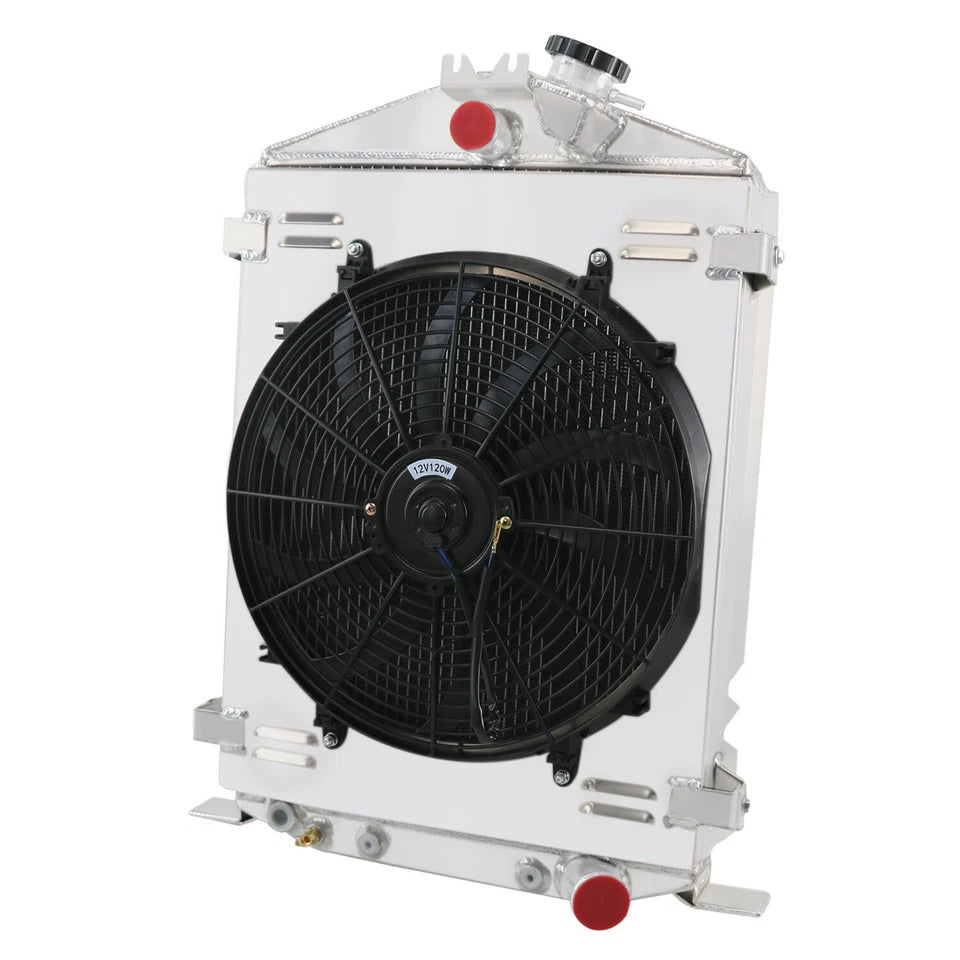 Rat Rod Radiator Overflow Tank ASI Performance 4 Row Radiator Shroud 16Fan For 1932 Ford Hi Boy Rat ...