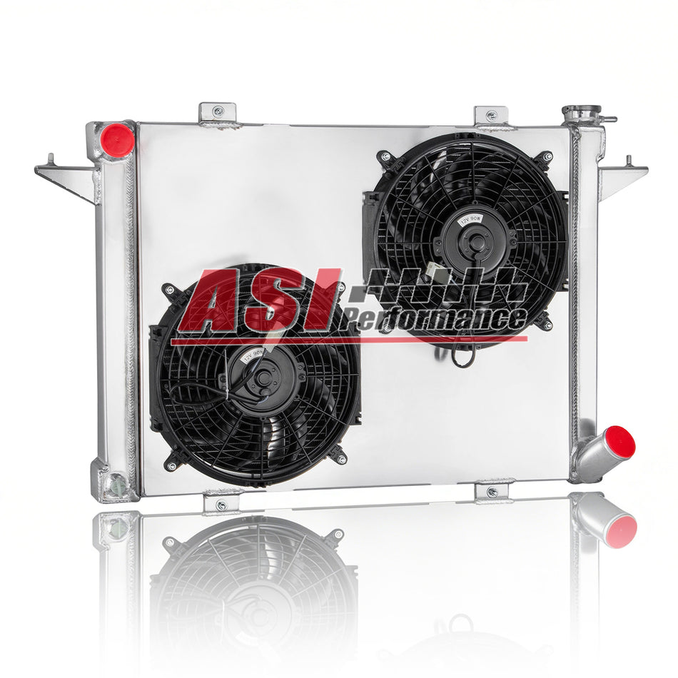 ASI Performance 3 Row Aluminum Radiator with Shroud Fan Fit Dodge 90-93 D250 D350 W250 5.9L Diesel Ramcharger 5.2L 36.5'' W x 23.3'' H