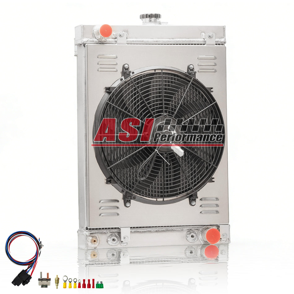 ASI Performance 3 Row Aluminum Radiator+Shroud Fan+Relay For 1930-1950 30's 40's 50's Hot Rod Classic
