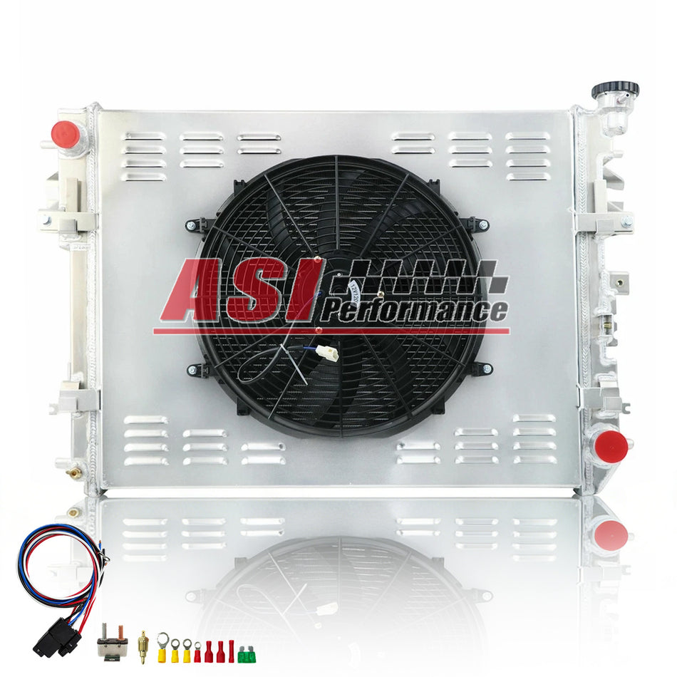 ASI Performance 3 Row Radiator with Shroud Fan For 2009-2018 Dodge Ram 1500 2500 3500 Pickup 3.5 4.7L 27.5 W x 22 H