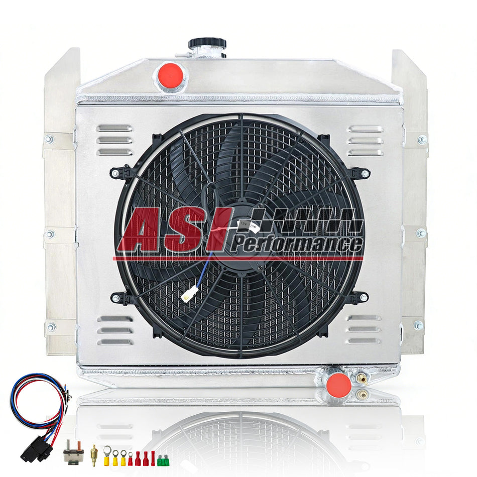 ASI Performance 3 Row Aluminum Radiator Shroud Fan Relay for 1949-1952 Studebaker Pickup Trucks