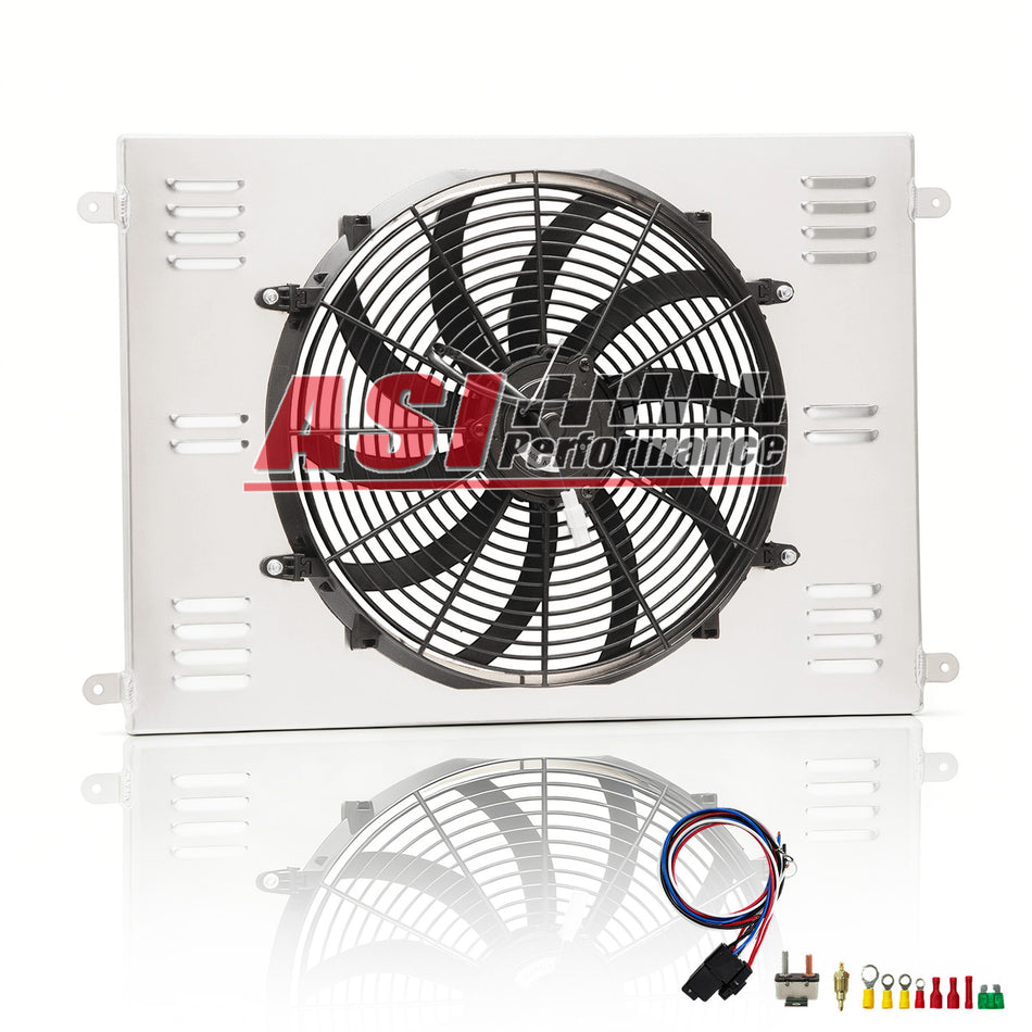 Asi Performance Aluminum Shroud 16 Fan+Relay For 1995-04 Toyota Tacoma 2.4L 2.7L L4 3.4L V6