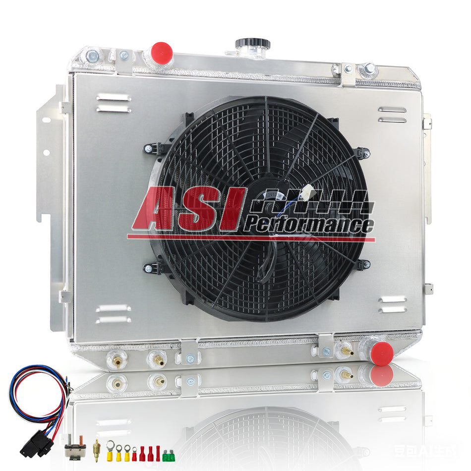 ASI Performance 3 Row Radiator+Shroud&Fan Fit 1984-2003 Dodge Ram 1500 Van 2500 3500 5.2 5.9L V8