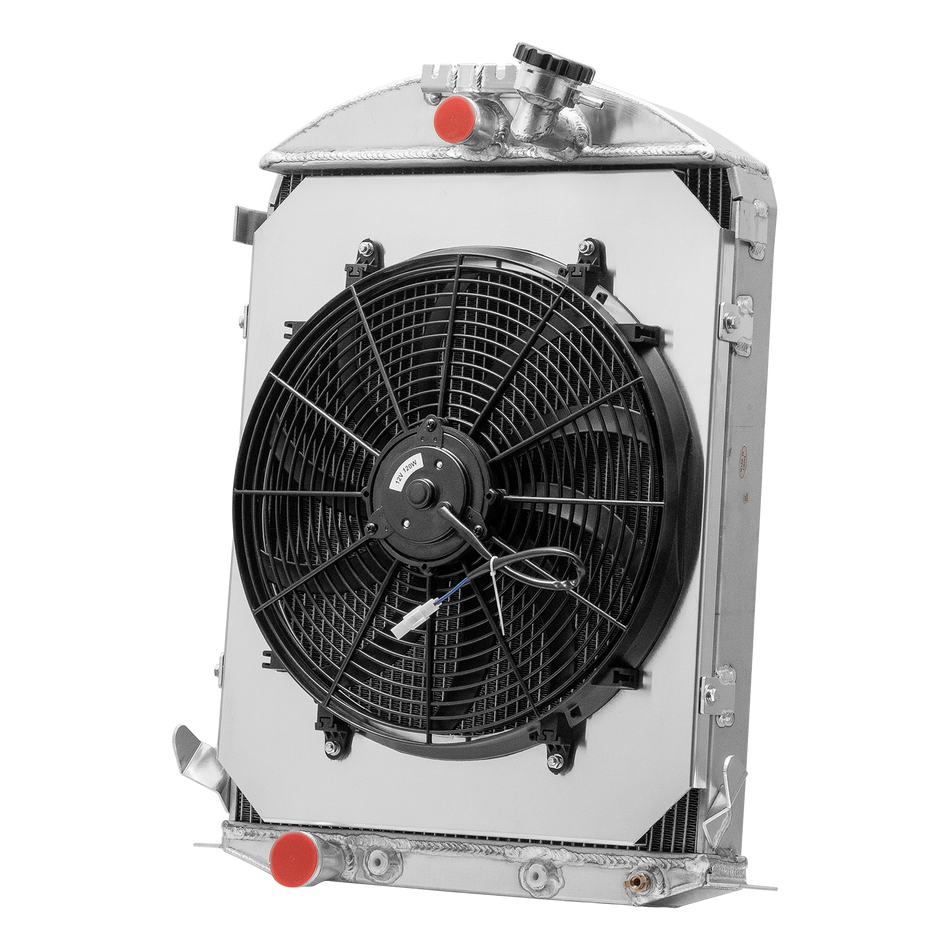 ASI Performance 4-Row Aluminum Radiator Shroud+Fan For 1930-1931 Ford Model A Ford V8 Conversion