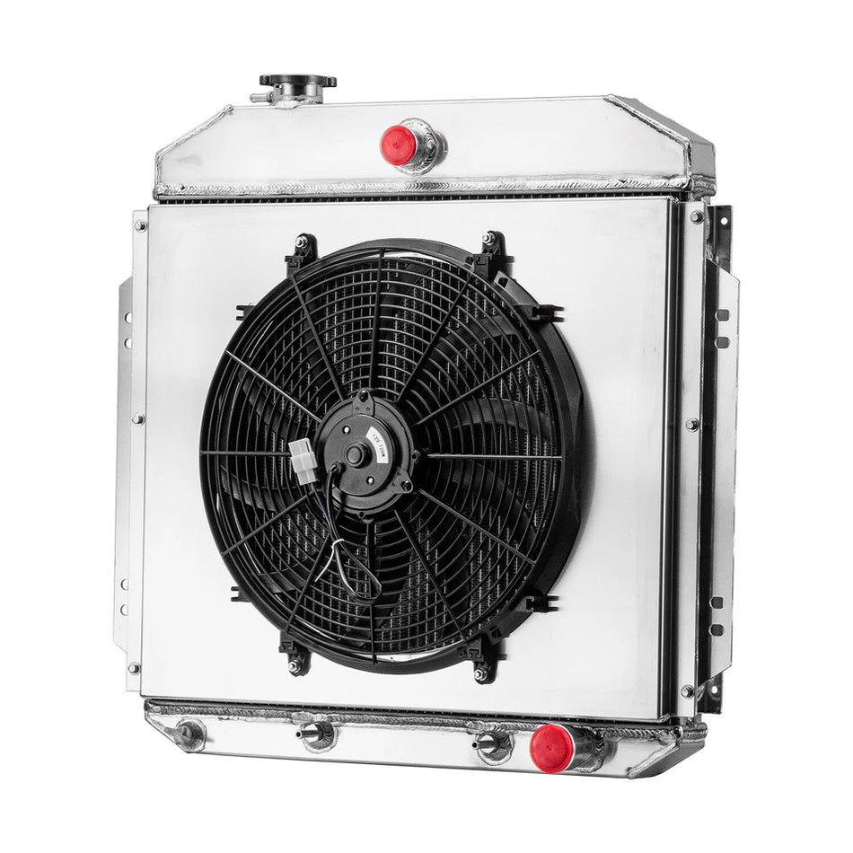 ASI Performance 4-Row Aluminum Radiator Shroud+Fan Fit 1957-1960 Ford F100 Truck Chevy V8,