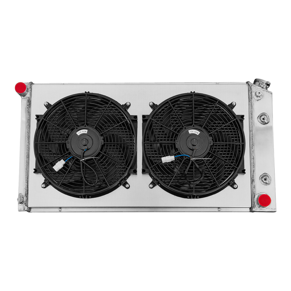 ASI Performance 4 Row Aluminum Radiator Shroud+Fan For 1977-1992 Cadillac Fleetwood 5.7L AT/MT