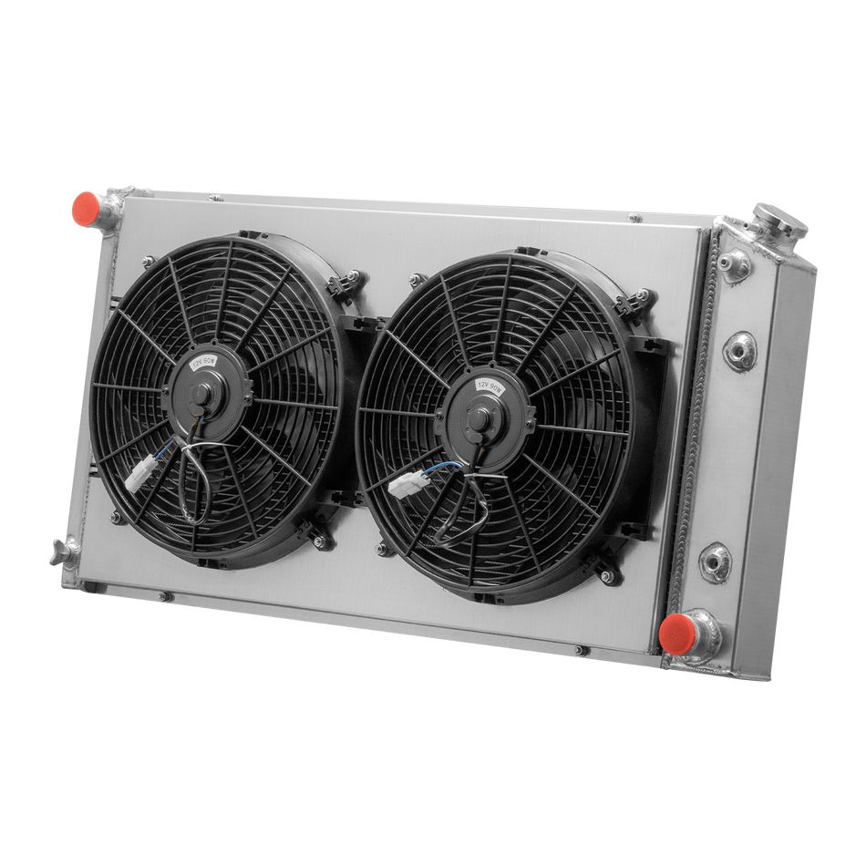 ASI Performance 4 Row Aluminum Radiator Shroud+Fan For 1977-1992 Cadillac Fleetwood 5.7L AT/MT