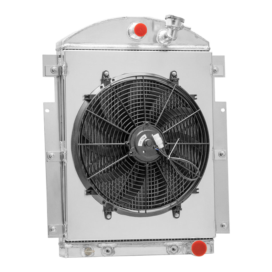 ASI Performance 4Row Radiator w/16" Shroud Fan for 1937-1938 37 Chevy Truck 3.5 L6 V8 Conversion