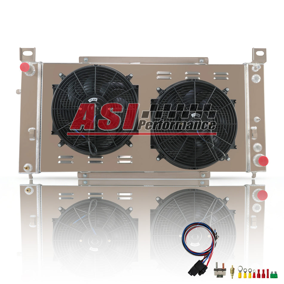 ASI Performance Aluminum 1 Row Radiator with Shroud Fan For 1999-2014 Chevy Silverado/GMC Yukon/Hummer H2 5.3L 4.8L
