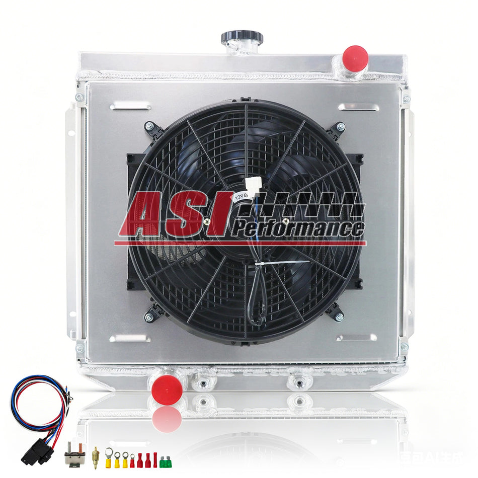 ASI Performance 3 Row Aluminum Radiator+Shroud Fan For 1969-1972 70 Ford Falcon Cleveland XY XW