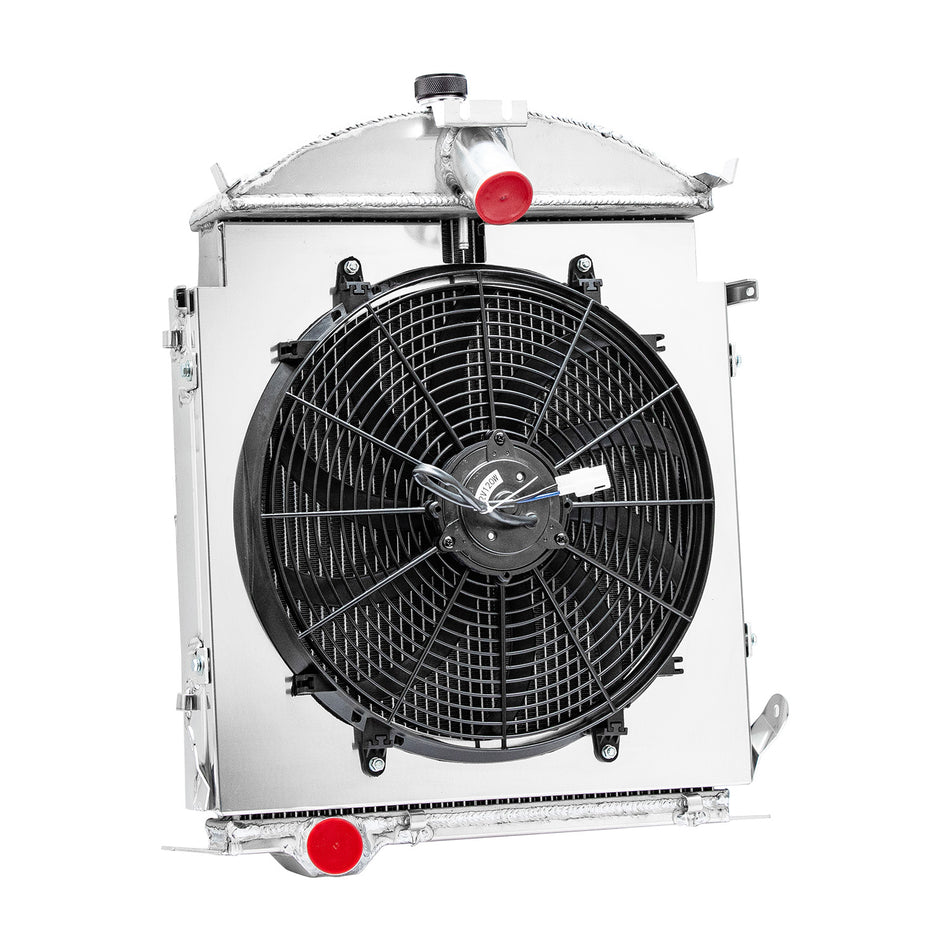 ASI Performance 4 Row Aluminum Radiator Shroud Fan For 1928 1929 Ford Model A Heavy Duty 3.3L L4