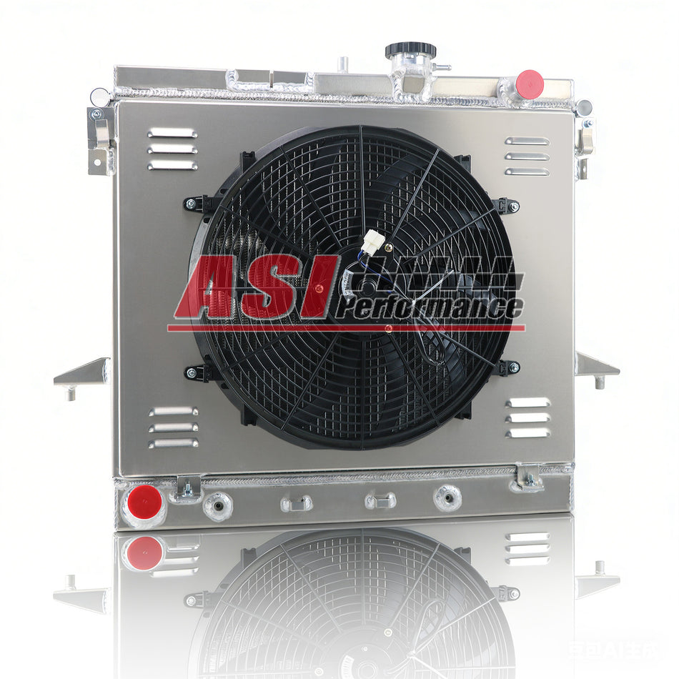 ASI Performance 4 Rows Aluminum Radiator with Shroud Fan for 2006-2012 Chevy Colorado/Hummer H3 H3T GMC Canyon 3.5L 3.7L 5.3L 120W 24 Height X 29.7 Width