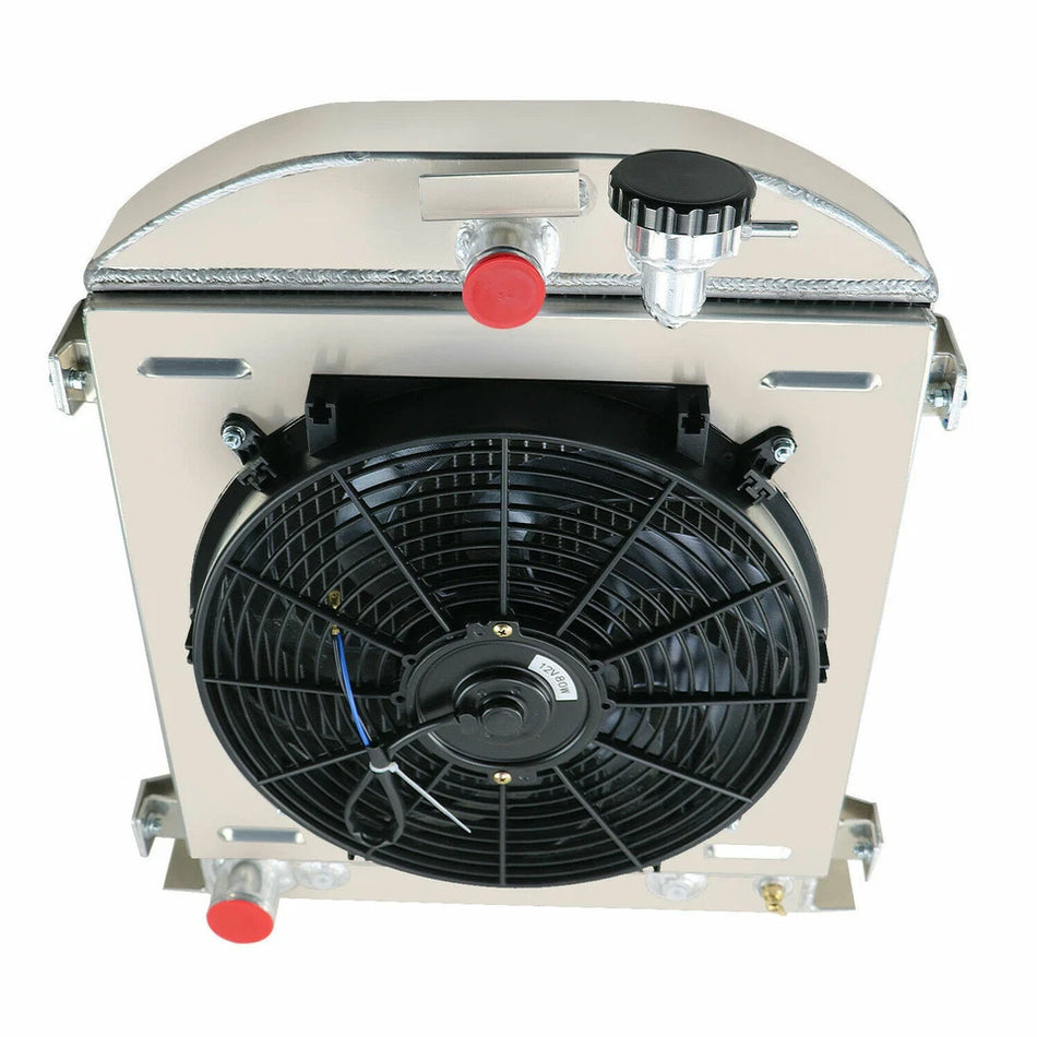 ASI Performance For 1930-1932 Ford Hi-Boy Hot Rod V8 Engine 1931 3-Row Radiator Shroud Fan+Relay