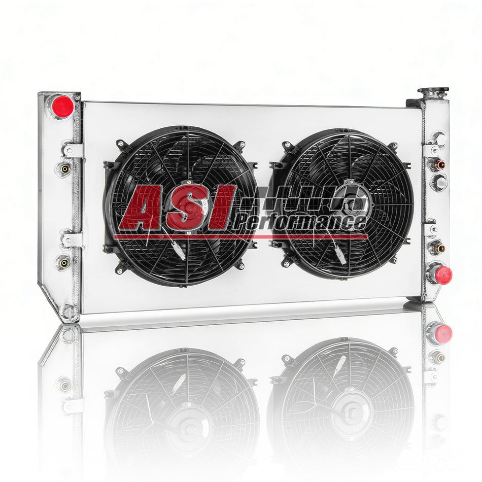 ASI Performance 4 Rows Aluminum Radiator Shroud&Fan For 1982-1991 Chevy GMC C20 G30 C2500 K1500 Suburban