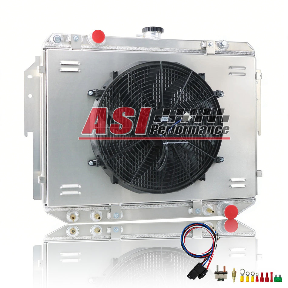 ASI Performance 4 Row Radiator Shroud Fan Fit 1984-2003 Dodge Ram 1500 Van 2500 3500 5.2 5.9L V8