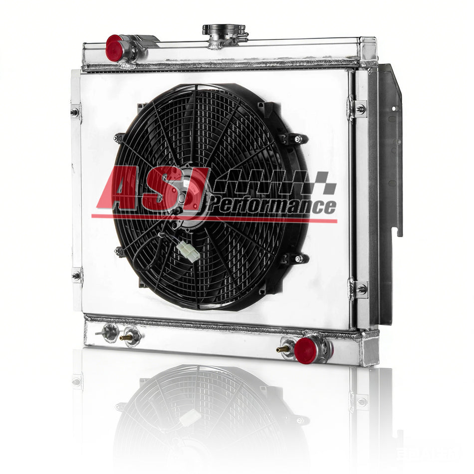 ASI Performance 4 Row Aluminum Radiator+Shroud Fan For 1979-1993 Dodge D150 D250 D350 W150 Ramcharger