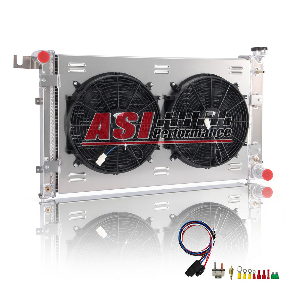 ASI Performance 4 Row Aluminum Radiator Shroud Fan For 1994-2002 Dodge Ram 1500 2500 3500 5.9L V8