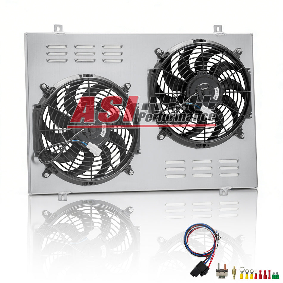 ASI Performance Aluminum Shroud+Electric Fan+Relay For 1985-1997 Ford F150 F250 F350 Bronco 4.9L