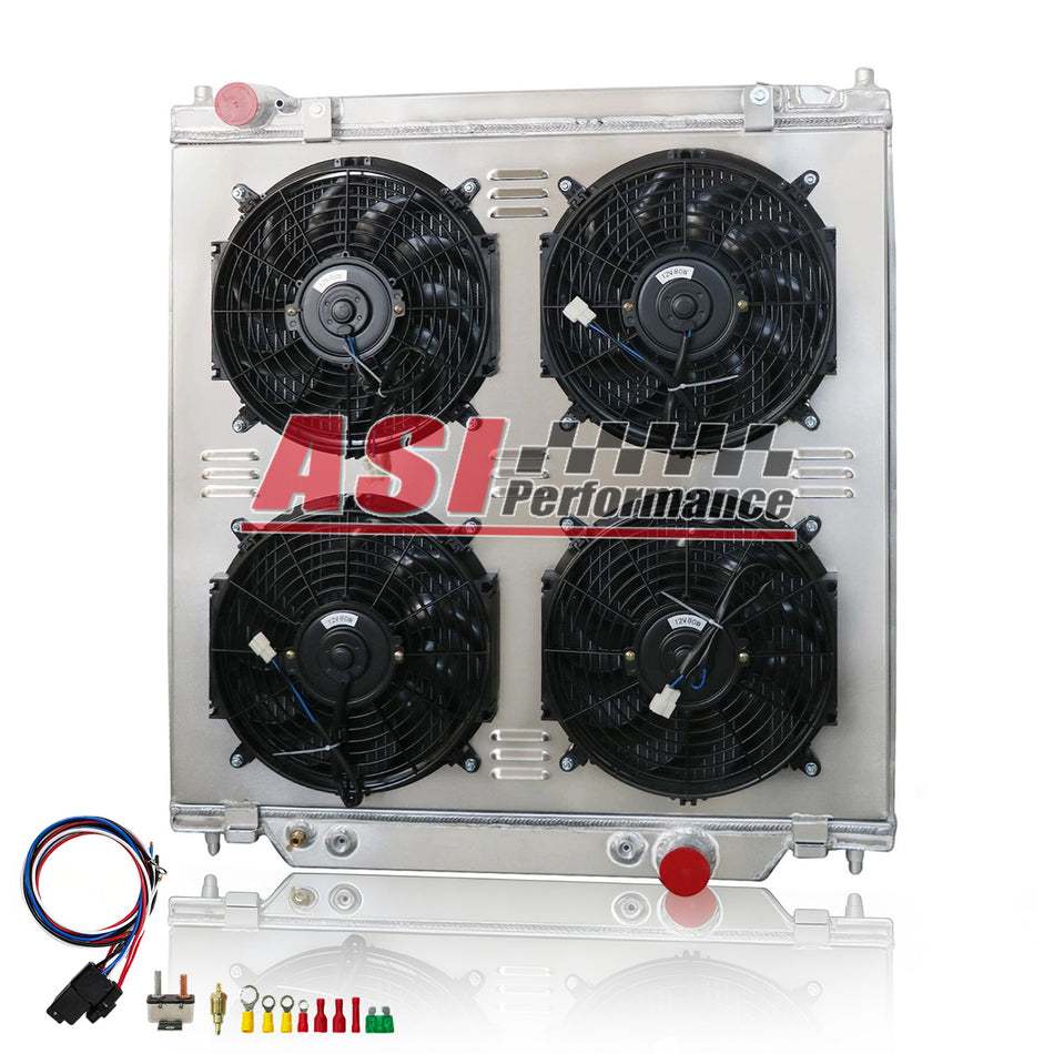 ASI Performance Ford 4 Row Radiator+Shroud Fan For 05-2007 Ford F250 F350 F450 Super Duty 6.0L 6.8L