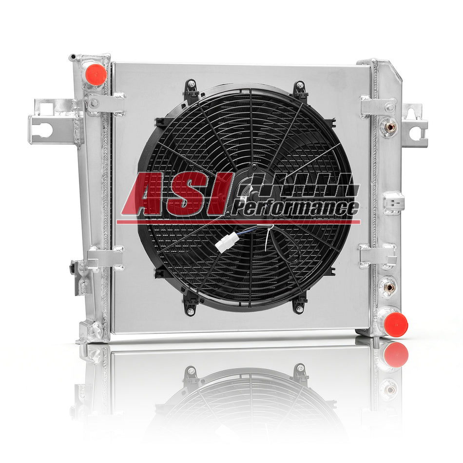ASI Performance Aluminum 4 Row Radiator Shroud Fan For 2002-2006 Jeep Liberty 3.7L V6 Gas