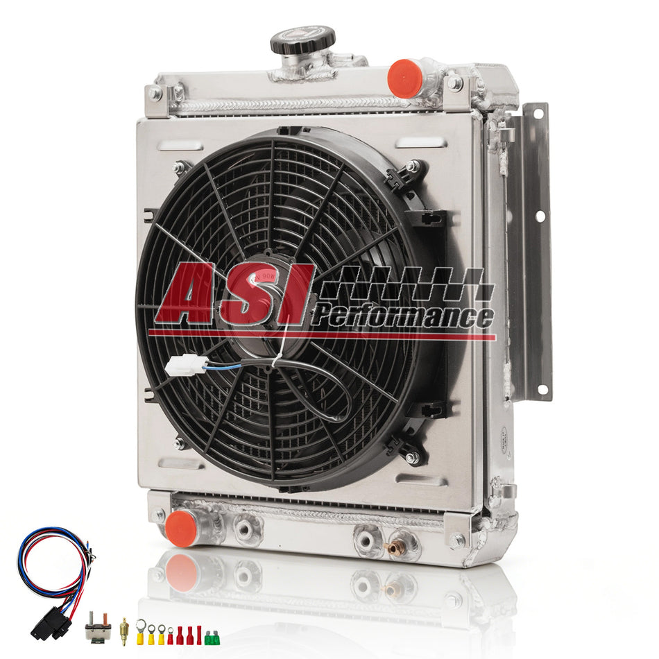 ASI Performance 3 Row Aluminum Radiator Shroud Fan Fit 1966-1973 Jeep DJ5 Cars 2.2L 3.8L L6 4.2L