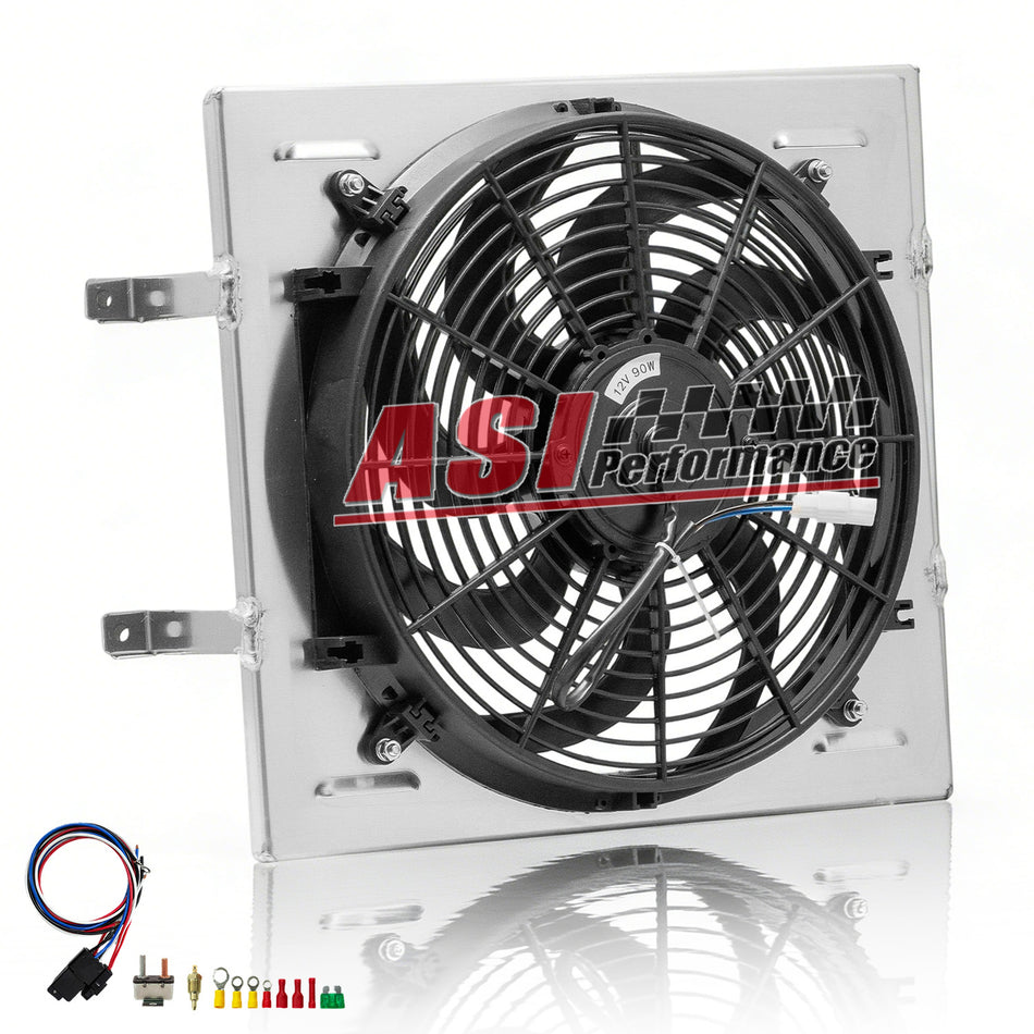 ASI Performance Aluminum Shroud 14 Fan For 1966~1974 1973 Jeep DJ5 Base 3.8L/4.2L/L6 Gas