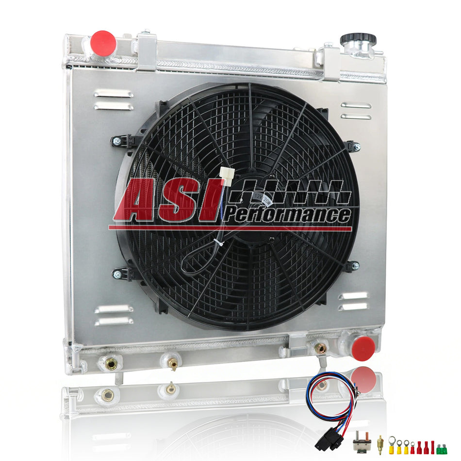 ASI Performance 4 Row Radiator Shroud Fan+Relay For 2005-2012 Dodge Ram Dakota ST SXT SLT V6 V8