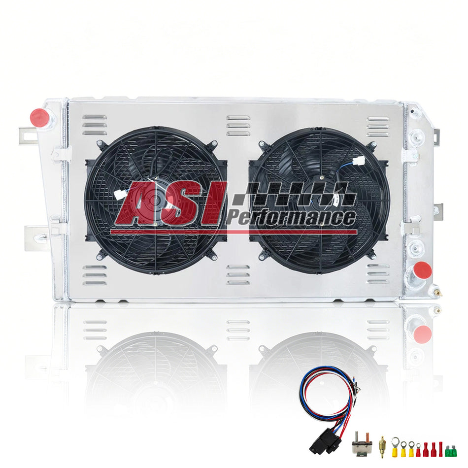 ASI Performance 3-Row Radiator Shroud Fan For 01-05 Chevy Silverado GMC Sierra 2500,3500 HD 6.6L