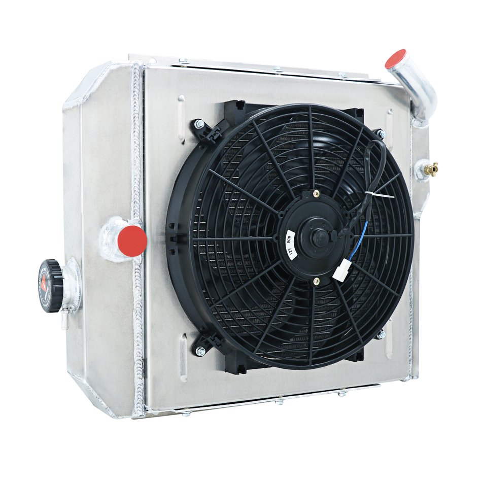 ASI Performance For 1965-1971 Jeep CJ5 CJ6 DJ5 DJ6 Buick 225 V6 4 Row Radiator+Shroud Fan+Relay